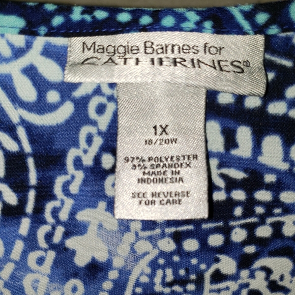 1X Plus Size Catherines Pretty Blue Paisely 💙 Shirt top blouse summer - Picture 4 of 5